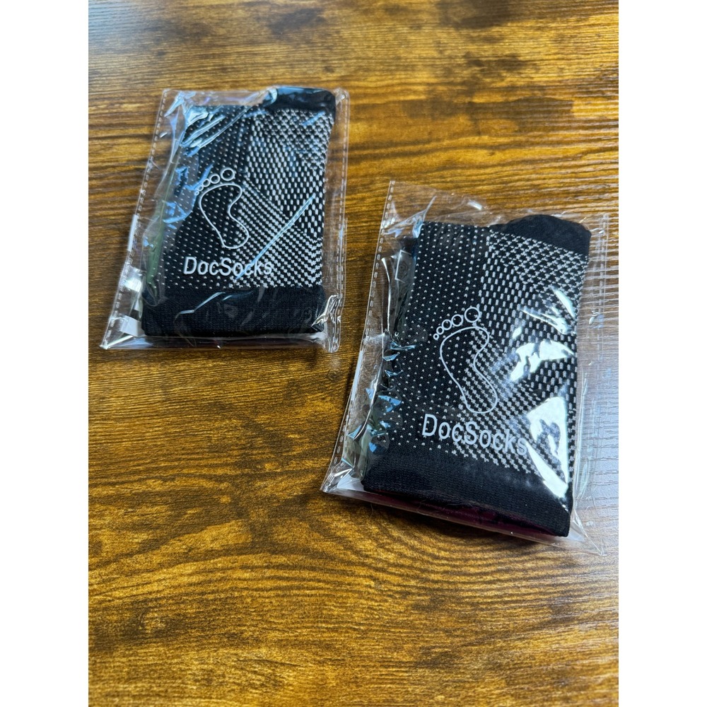 2 Pairs DocSocks Compression Foot Sleeves Plantar Fasciitis Support Black White